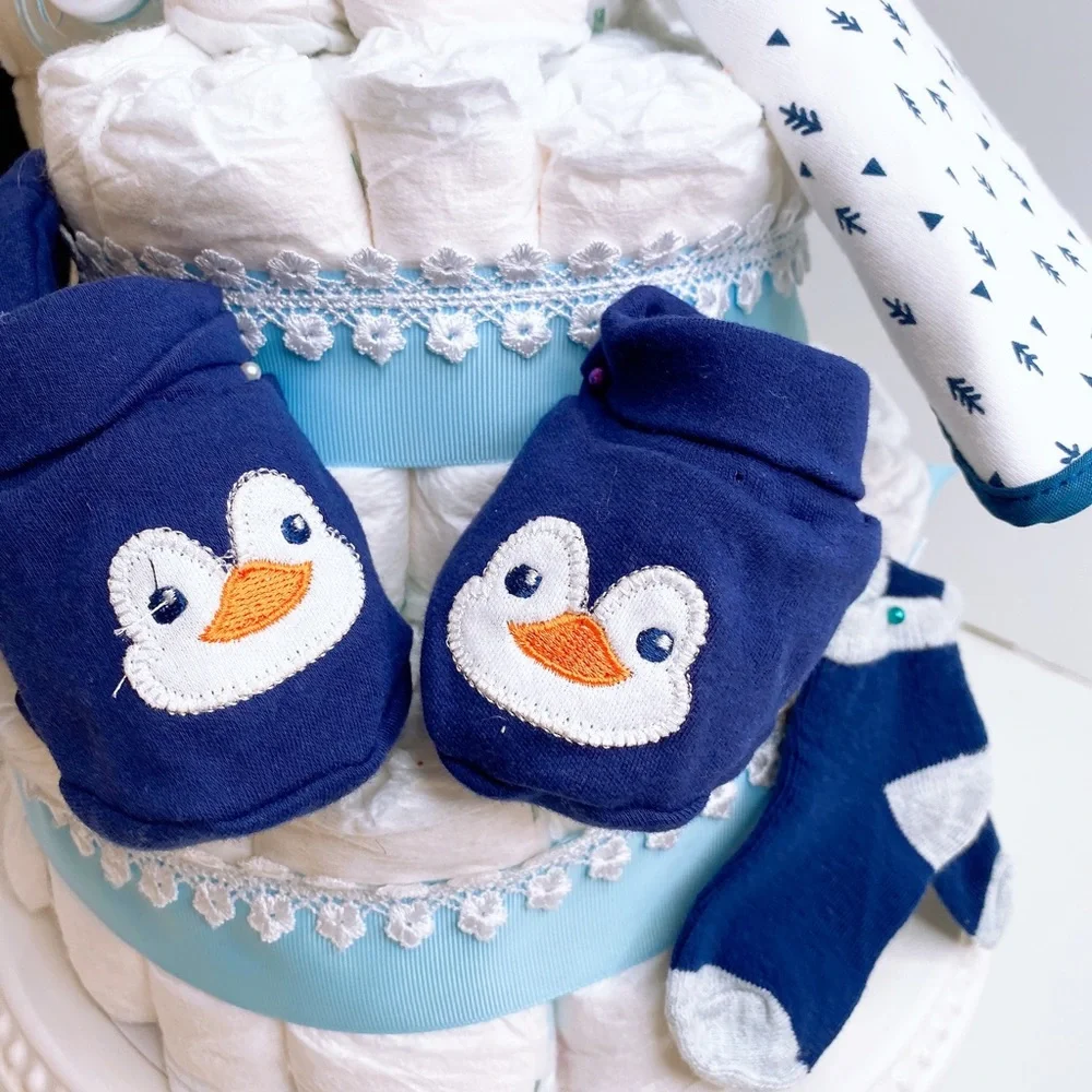 Penguin Diaper Cake, Baby Shower Gift